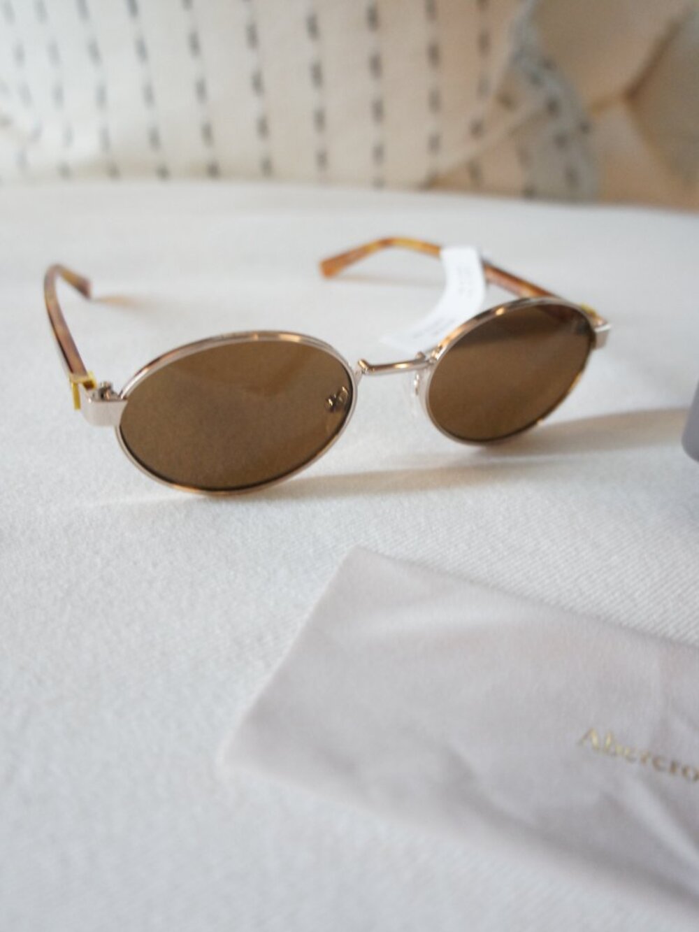 Aberombie & Fitch 51mm Oval Sunglasses Gold Amber Brown NWT - Picture 8 of 12